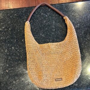 Tan and Brown Hobo Bag with Woven Texture